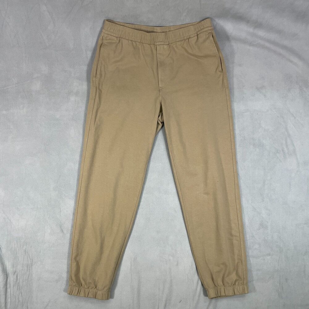 UNIQLO Mens Size Large Washed Jersey Jogger Pants Beige Stretch Comfort